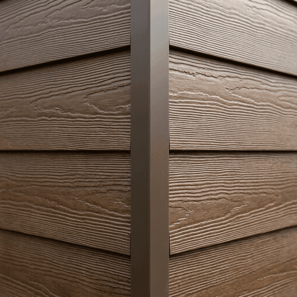 Overlapping panel joints and color-matched trim.